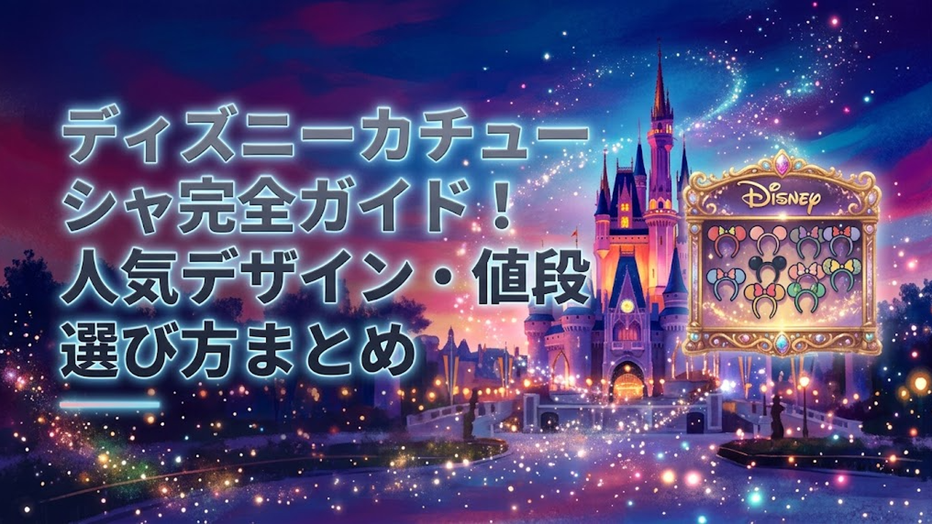カラフルなディズニーカチューシャがずらりと並ぶディズニーストアの店内