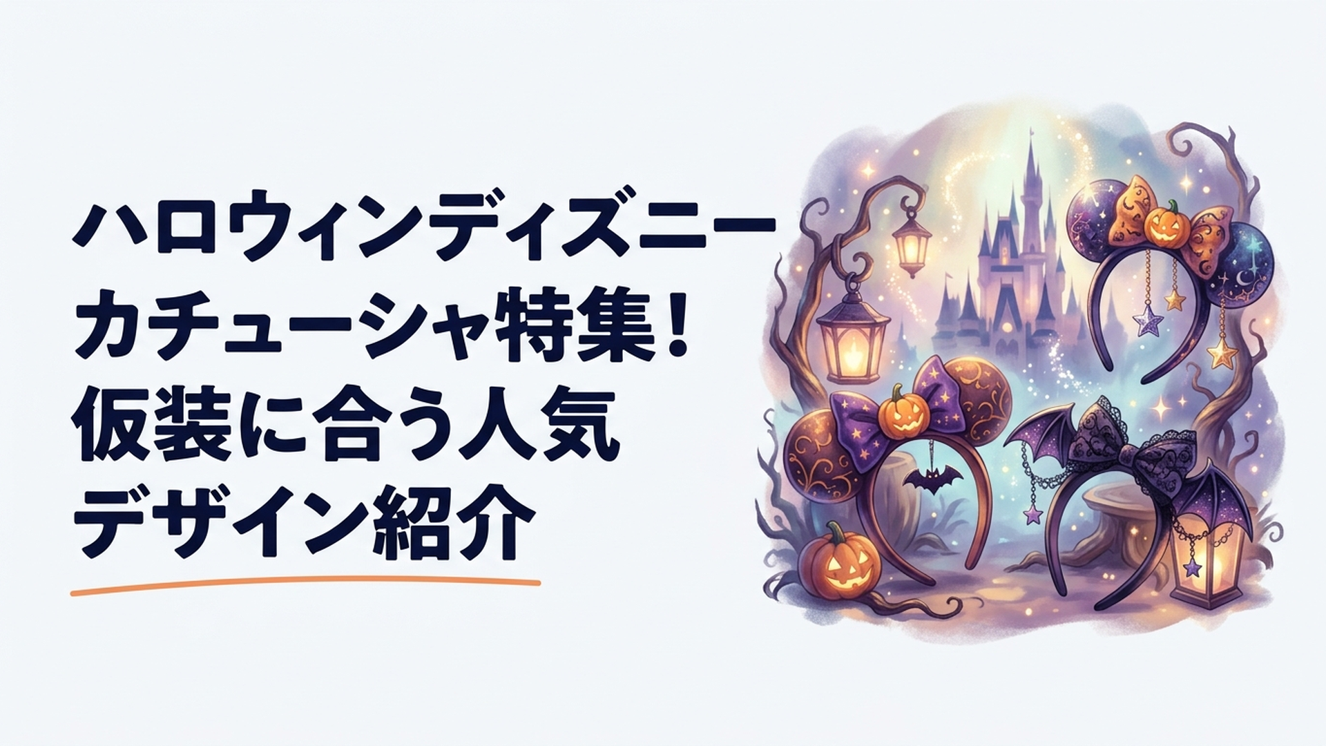 ハロウィンデザインのディズニーカチューシャを身につけてパークを楽しむ人々のイメージ