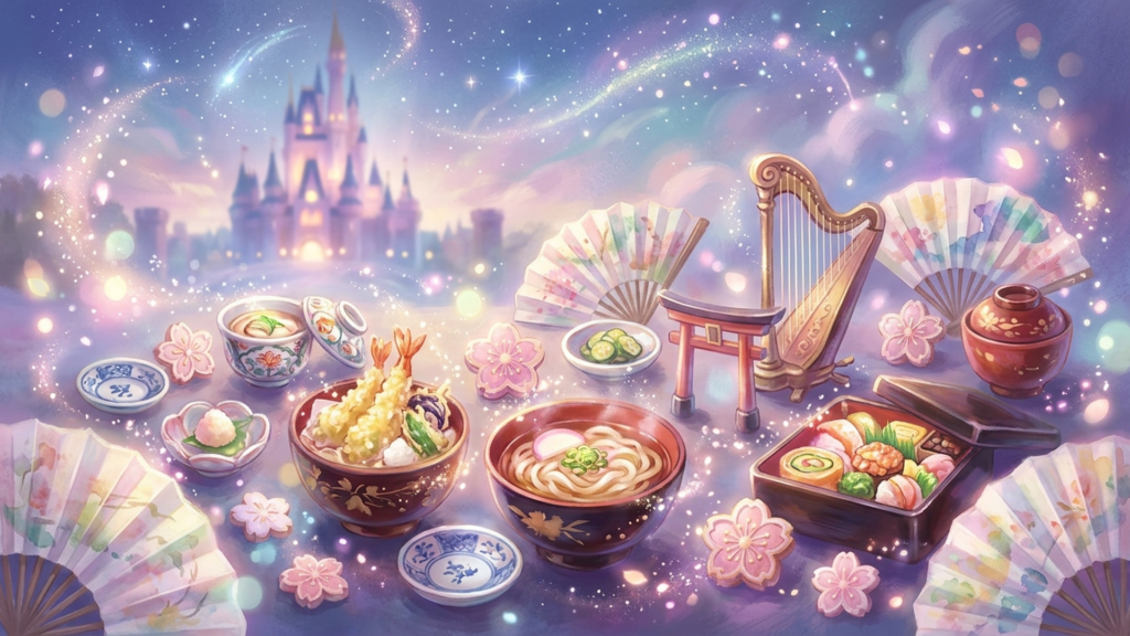 東京ディズニーシーのアメリカンウォーターフロントにあるレストラン櫻と和食メニュー