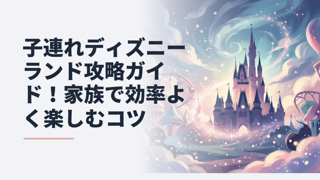 小さな子どもと家族が東京ディズニーランドのシンデレラ城前で楽しむ風景