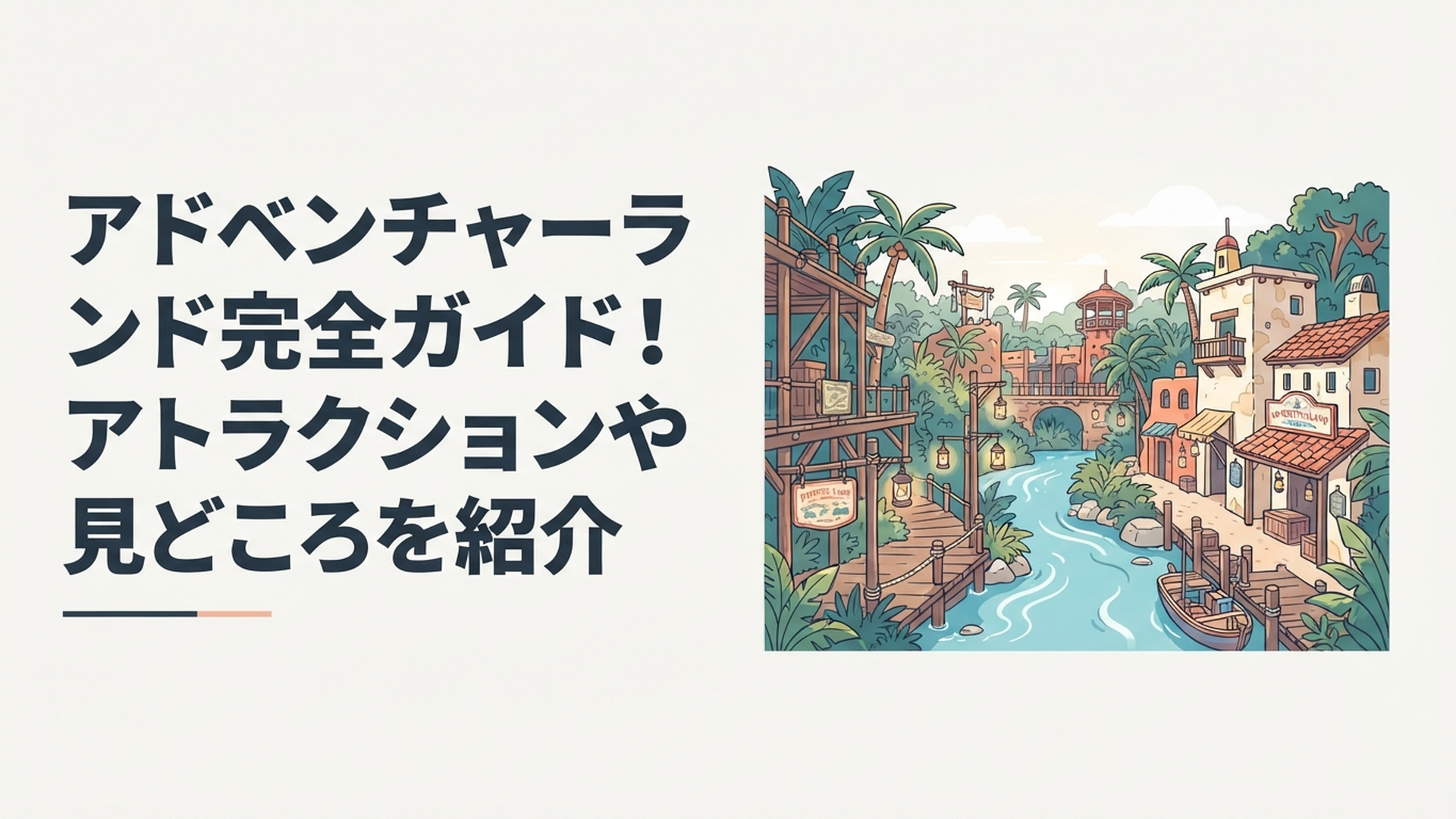 東京ディズニーランドのアドベンチャーランドに広がるジャングルと港町風の街並み