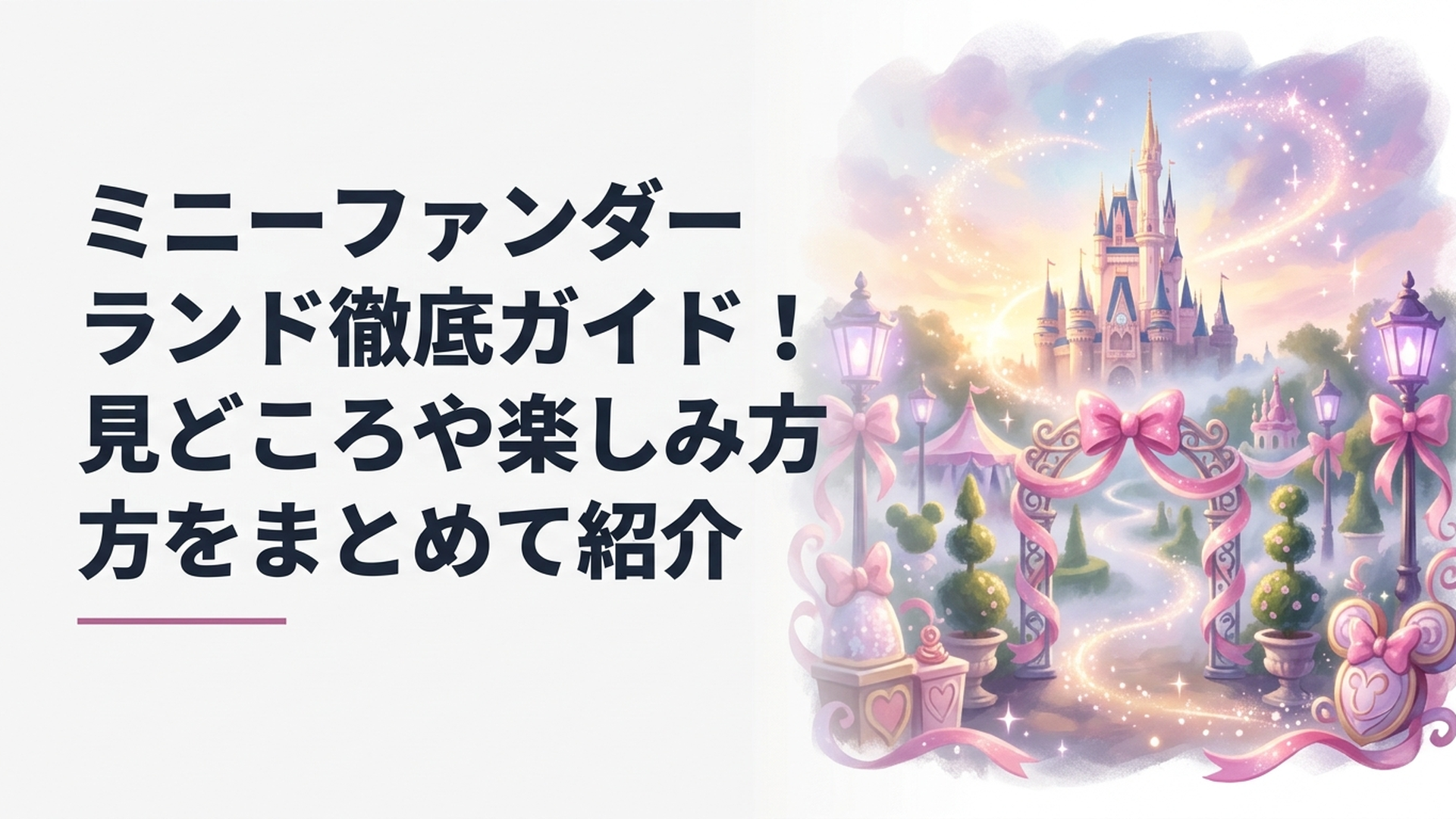 ピンクやリボンで彩られた東京ディズニーランドとミニーマウスのイベント風景