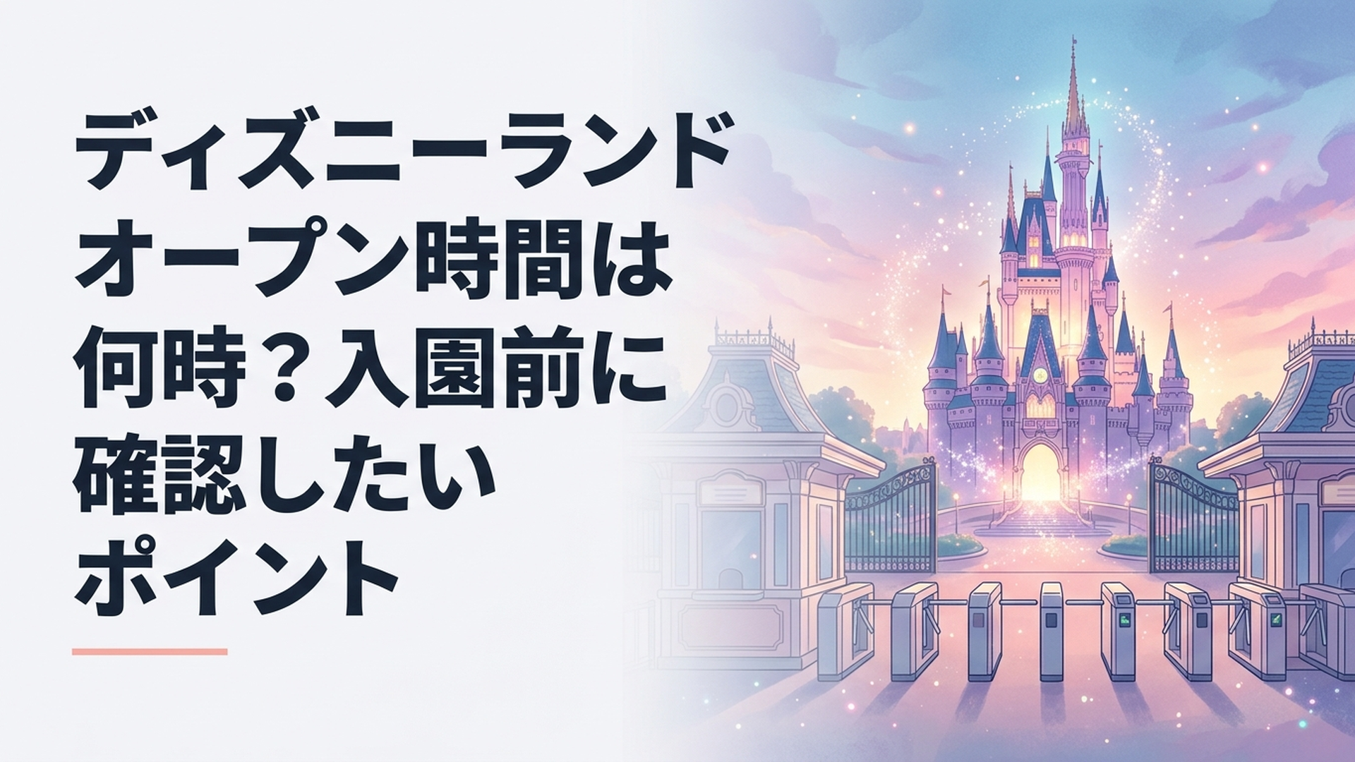 朝の東京ディズニーランド入口で開園を待つゲストとシンデレラ城